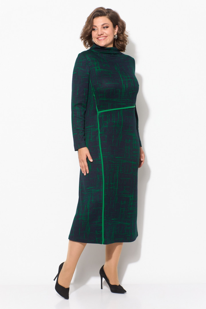 Платье Кокетка и К 1087 черный+зеленый